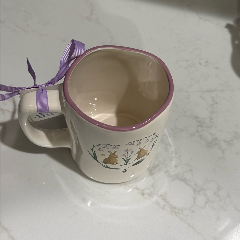 Rae Dunn Double-sided White Mug with Purple Accents - SPRING IS IN THE AIR- New - Picture 3 of 6